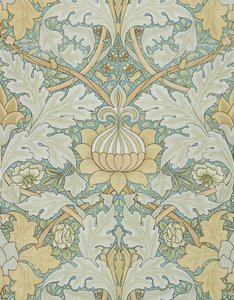 Papel tapiz de St James, diseño para el Palacio de St. James, 1881, fabricado por Morris and Co. Aymer Vallance para 